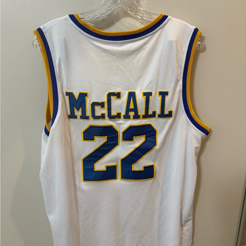Love & Basketball McCall 22 White and Blue Basketball Jersey